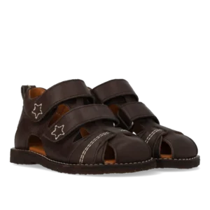 Begynder sandal med velcrolukning – Dark Brown – 24