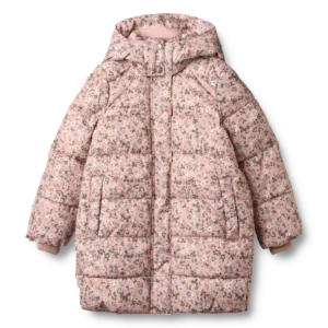 Yrsa Puffer Jakke - Rose powder flowers - 3 ÅR