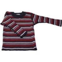 Selana strikbluse i uld - Anthrazit/rose stribet