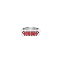 IX Mini Hexagon Ring Red Silver