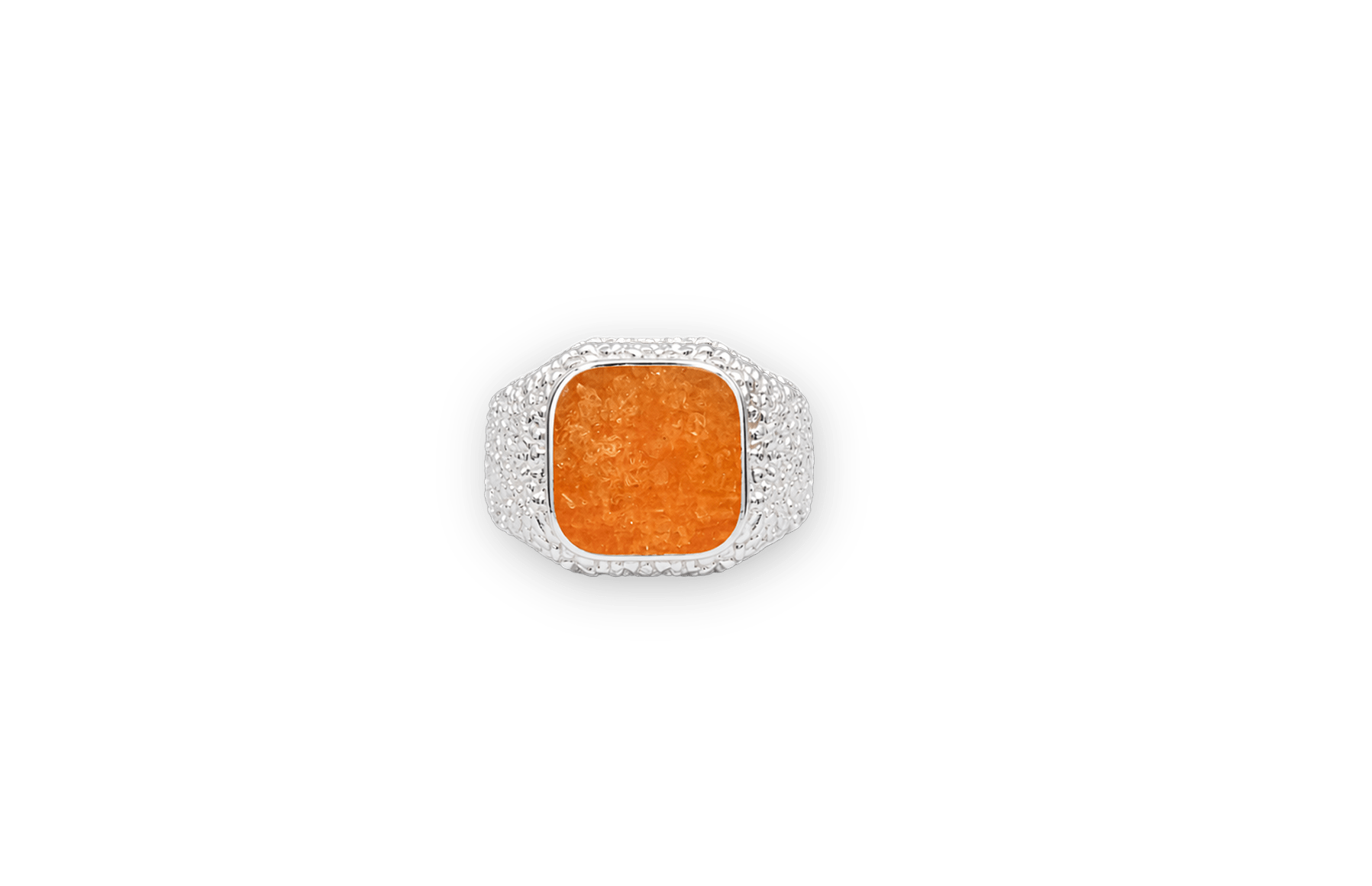 IX Crunchy Cushion Amber Enamel Ring Silver