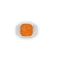 IX Crunchy Cushion Amber Enamel Ring Silver