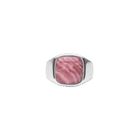 IX Cushion Signet Ring Rhodocrosite Silver