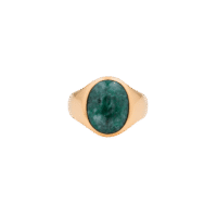 IX Oval Signet Ring Green Marble