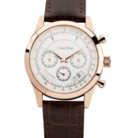 Luigi Ricci Eleganza X11 - Chronograph armbånds ur til kvinder & damer med rosa guld og læder rem