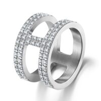 ANNEBRAUNER Double Massive White Ring – 54
